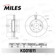 Тормозной диск MILES K001611 1420604672 I3HZ ZM - Изображение 2
