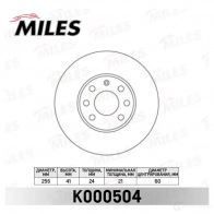 Тормозной диск MILES K000504 Opel Astra (G) 2 Кабриолет 1.6 (F67) 103 л.с. 2003 – 2005 84A 6P