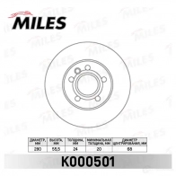 Тормозной диск MILES Volkswagen Transporter K000501 QMT2 V