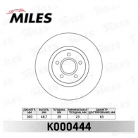 Тормозной диск MILES K000444 Ford Mondeo 4 (CA2, BA7) Хэтчбек 2.2 TDCi 175 л.с. 2008 – 2010 2I5Z7 PF