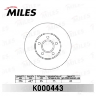 Тормозной диск MILES K000443 X 5PWUL 1420601445 - Изображение 2