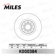 Тормозной диск MILES K000384 Y 5QQO6U Audi A6 (C5) 2 Седан 2.5 Tdi Quattro 180 л.с. 2000 – 2005