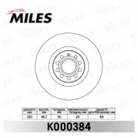 Тормозной диск MILES K000384 Y 5QQO6U Audi A6 (C5) 2 Седан 1.8 125 л.с. 1997 – 2005