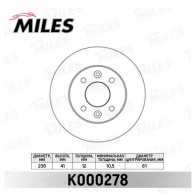 Тормозной диск MILES K000278 9CQ HZ Renault Clio (BB, CB) 2 Хэтчбек 1.5 dCi (B/CB3M) 64 л.с. 2005 – наст. время