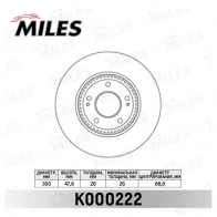 Тормозной диск MILES K000222 Kia Carens (RP) 4 2013 – 2020 UBVO K