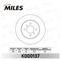 Тормозной диск MILES Mitsubishi Lancer 9 (CS3A) Седан 1.3 82 л.с. 2003 – 2013 K000137 3Q78 2