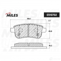 Тормозные колодки дисковые, комплект MILES 1438140692 2R 5SR E510702 - Изображение 2