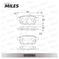 Тормозные колодки дисковые, комплект MILES 1437174122 E510560 5I4JFG 0 - Изображение 2