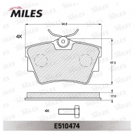 Тормозные колодки дисковые, комплект MILES 1436968183 6I 8FS1 E510474 - Изображение 2