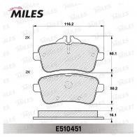 Тормозные колодки дисковые, комплект MILES LOI PA 1436968176 E510451 - Изображение 2