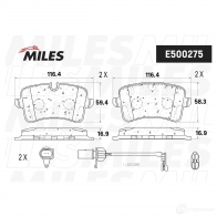 Тормозные колодки дисковые, комплект MILES 1436968155 E510379 F HW8X - Изображение 2