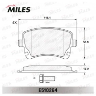 Тормозные колодки дисковые, комплект MILES U4P NK1A E510264 1436968125 - Изображение 2