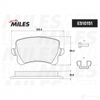 Тормозные колодки дисковые, комплект MILES 1436968086 3 SQIB E510151 - Изображение 2