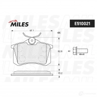 Тормозные колодки дисковые, комплект MILES 1436968054 J FJ8SD9 E510021 - Изображение 2