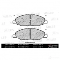 Тормозные колодки дисковые, комплект MILES Nissan Tiida (SC11) 1 Седан 1.6 110 л.с. 2007 – 2012 E500544 02RZPW 6