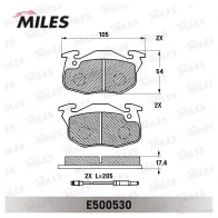 Тормозные колодки дисковые, комплект MILES E500530 1436968042 T CV60 - Изображение 2