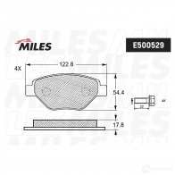 Тормозные колодки дисковые, комплект MILES 52M9 7M E500529 1436968041 - Изображение 2