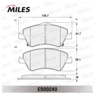 Тормозные колодки дисковые, комплект MILES 0NU QS 1436967896 E500240 - Изображение 2