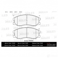 Тормозные колодки дисковые, комплект MILES 1436967816 D8ES 9CI E500103 - Изображение 2