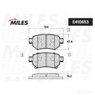 Тормозные колодки дисковые, комплект MILES CG VK8IQ Mazda 6 (GJ, GL) 3 Универсал 2.2 D AWD 184 л.с. 2018 – наст. время E410653