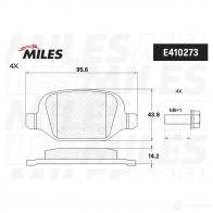 Тормозные колодки дисковые, комплект MILES 1420603537 74M 1ET E410273 - Изображение 2