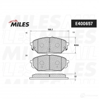 Тормозные колодки дисковые, комплект MILES 1438140789 56G 6U E400657 - Изображение 2