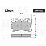 Тормозные колодки дисковые, комплект MILES E Y9QF 1438140807 E400629