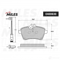 Тормозные колодки дисковые, комплект MILES 0VVL4 T 1438140808 E400630 - Изображение 2