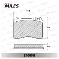 Тормозные колодки дисковые, комплект MILES 1436967715 E400511 X4R 7RZ - Изображение 2