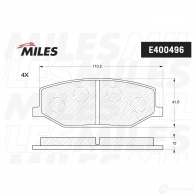 Тормозные колодки дисковые, комплект MILES E400496 M YNQP9Y 1420605061 - Изображение 2