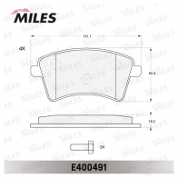 Тормозные колодки дисковые, комплект MILES E400491 1420605037 R 8OO52 - Изображение 2