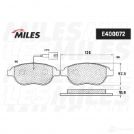 Тормозные колодки дисковые, комплект MILES 0DA 99 E400072 1420603538 - Изображение 2