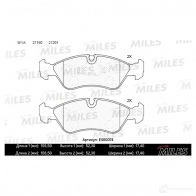 Тормозные колодки дисковые, комплект MILES 8 RMSZDR Zaz Lanos (TA) 1 Хэтчбек 1.6 16V 106 л.с. 2010 – 2017 E400074