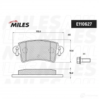 Тормозные колодки дисковые, комплект MILES E110627 1438140835 R M95R9 - Изображение 2