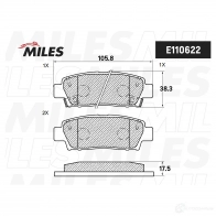 Тормозные колодки дисковые, комплект MILES E110622 3WL8NX 6 1438140838 - Изображение 2