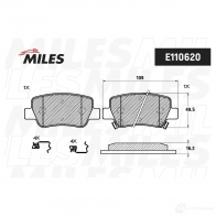 Тормозные колодки дисковые, комплект MILES W1KJ 5EM 1438140839 E110620 - Изображение 2
