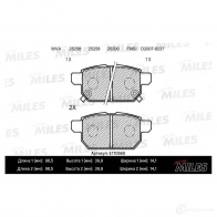 Тормозные колодки дисковые, комплект MILES JFF9 9 E110560 Suzuki Vitara (LY) 4 Кроссовер 1.6 AllGrip (APK 416) 117 л.с. 2015 – 2024