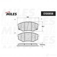 Тормозные колодки дисковые, комплект MILES 1438140846 O6 T6R E100658 - Изображение 2