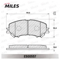 Тормозные колодки дисковые, комплект MILES 1437174137 E100557 RUD 2D2K - Изображение 2