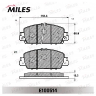 Тормозные колодки дисковые, комплект MILES 1438140878 E100514 5U XZRF - Изображение 2