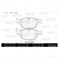 Тормозные колодки дисковые, комплект MILES JDQ6K V 1436967563 E100386