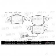 Тормозные колодки дисковые, комплект MILES HMY JQ Volkswagen Tiguan (5N) 1 2007 – 2016 E100186