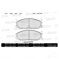 Тормозные колодки дисковые, комплект MILES E100179 KDF UN 1420603260