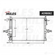 Радиатор охлаждения двигателя MILES 1420598901 O2Q 2AOI ACRB062 - Изображение 3