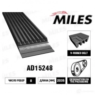 Приводной ремень поликлиновой MILES Mercedes GL (X164) 1 2007 – 2012 NLL 68JZ AD15248