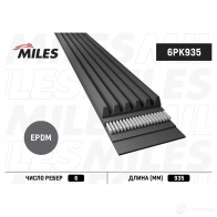 Приводной ремень поликлиновой MILES W974O M 1436965838 6PK935