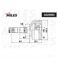 Шрус граната MILES Peugeot 3008 2 (M, EMP2) Кроссовер 2.0 BlueHDi 150 150 л.с. 2016 – 2024 GA20063 SMF 9M3