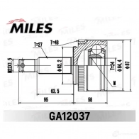 Шрус граната MILES 1436968290 72FIK S2 GA12037 - Изображение 3
