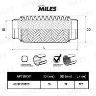 Гофра глушителя MILES HBFB51X120 BJK4 Q 1440154417 - Изображение 2