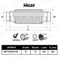 Гофра глушителя MILES HBFF51X203-305 1420602468 MWC HJ3 - Изображение 2